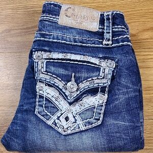 CHARME 26x27 PRE-OWNED GIRLS WOMENS DARK WASH LIKE NEW FADED DENIM SKINNY JEANS